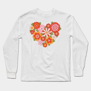 Retro hippie print with flowers Long Sleeve T-Shirt